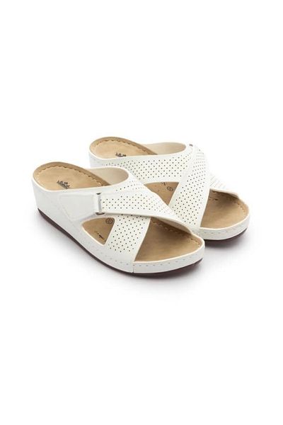 Roy Jones Women's Orthopedic Cross Velcro Adjustable Top Detail Comfort Model Daily Slippers Soft