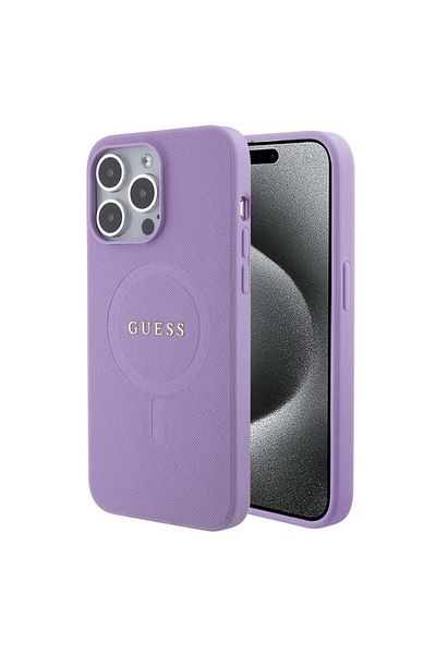 Guess Case for iPhone 15 Pro Saffiano MagSafe, Guess - Purple
