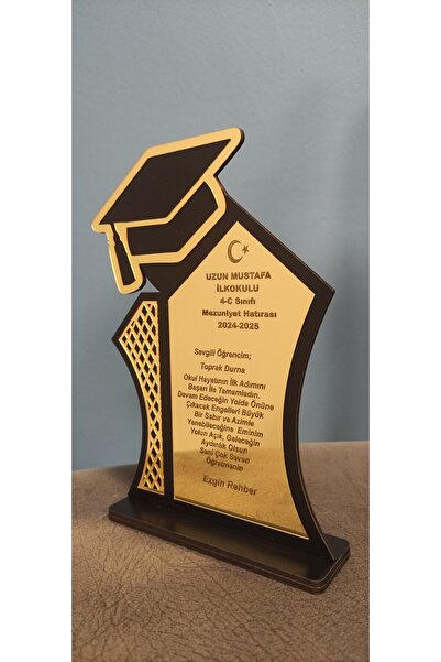 hayalimhediyelik mezuniyet plaketi gold pleksi isme özel tasarım