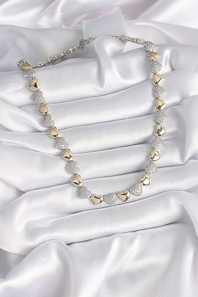 Skygo Brass Mix Color Zircon Stone Heart Model Vip Exclusive Series Women's Necklace - Tj-Bko9545