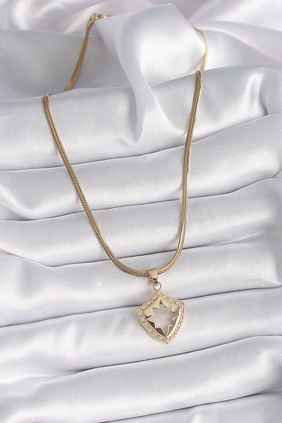 Skygo 316L Steel Gold Color Italian Chain Zircon Stone Pole Star Processing Women's Necklace - Tj-Bko9536