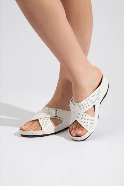 Roy Jones Women's Orthopedic Cross Velcro Adjustable Top Detail Comfort Model Daily Slippers Soft