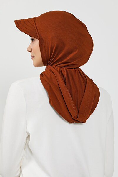 Aisha's Design Γυναικείο έτοιμο καπέλο από χτενισμένο βαμβάκι με προσωπίδες και κονσίλερ, B-88P, Πλακάκι