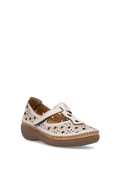 Venüs 25190242Y Women's Genuine Leather Casual Shoes Beige