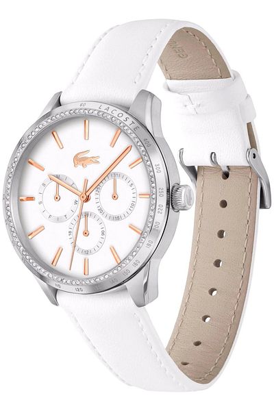 Lacoste Women’s Analogue Quartz Movement Watch with Stainless Steel Case and Leather Bracelet