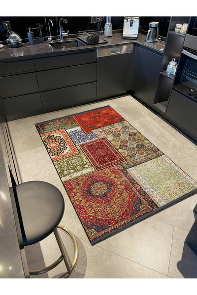 Rugs Modern Halı Kuvars Koleksiyonu Çok Renkli Vintage Motifler Desenli Dokum...