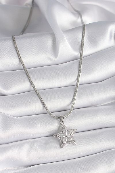 Skygo 316L Steel Silver Color Italian Chain Zircon Stone Star Model Women's Necklace - Tj-Bko9537