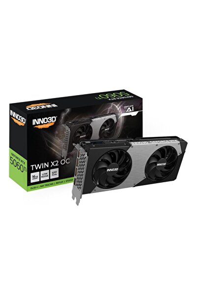 INNO3D GeForce RTX5060Ti 16GB Twin X2 OC 128Bit GDDR7 Ekran Kartı N506T2-16D7X-191073N