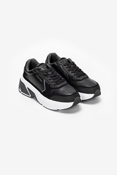 Calvin Klein Erkek Marka Logolu Bağcıklı Kaydırmaz Tabanlı Günlük Siyah Sneaker HM0HM01294-BEH