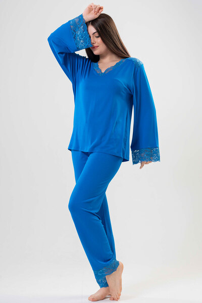VİENETTA Мереживна піжама з довгими рукавами з V-подібним вирізом, 202071