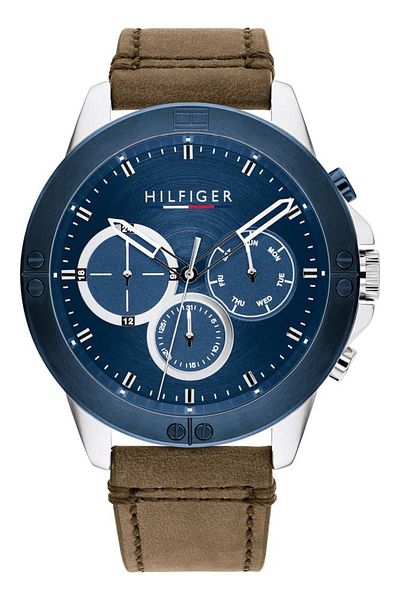 Tommy Hilfiger Men’s Analogue Quartz Watch with Stainless Steel Case and Leather Bracelet