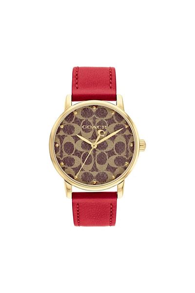 Coach Women’s Analogue Quartz Movement Watch with Stainless Steel Case and Leather Bracelet