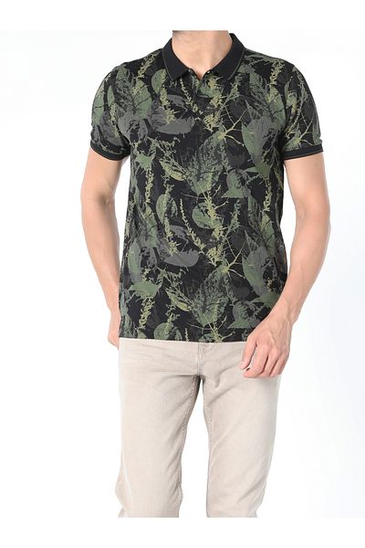 Colin's Regular Fit Polo Neck Men's Black Short Sleeve T-Shirt