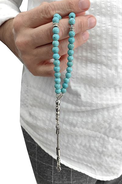 Chavin 7 mm Turquoise Stone Natural Stone Rosary Ey02