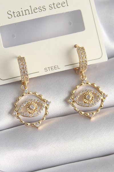 Skygo Brass Gold Color Zircon Stone Eye Model Women's Earrings - Tj-Bkp9733
