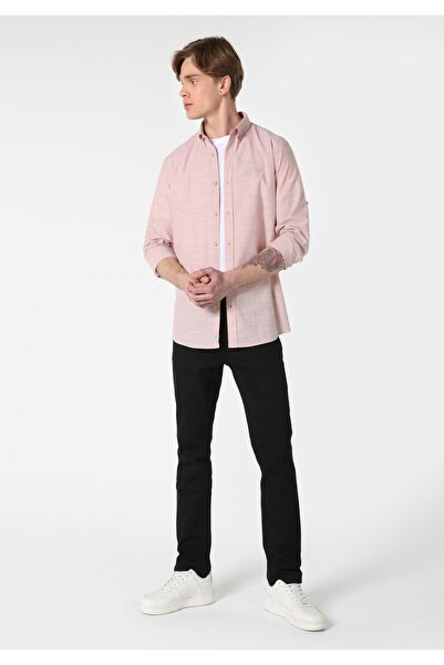Colin's Regular Fit Shirt Neck Plain Men's Pink Roll-Up Shirt