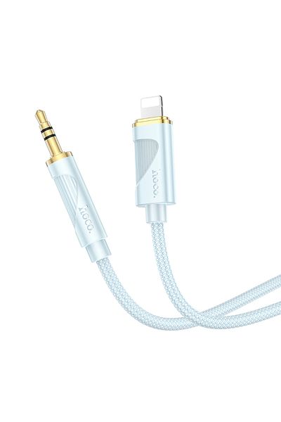 REDz Accessories Hoco UPA30 Audio Cable, Lightning to 3.5mm Jack, Length 1m, Silicone, Blue
