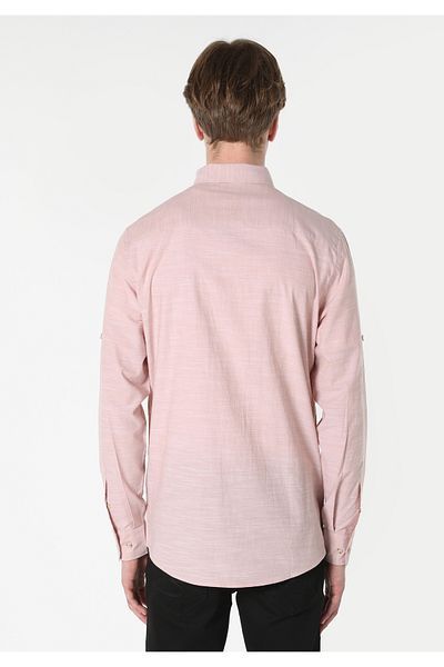 Colin's Regular Fit Shirt Neck Plain Men's Pink Roll-Up Shirt