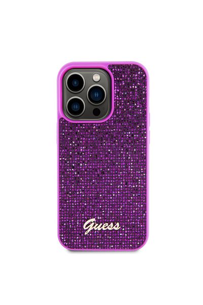 Guess Case For Iphone 15 Pro, Disco Metal Logo, , Fuchsia