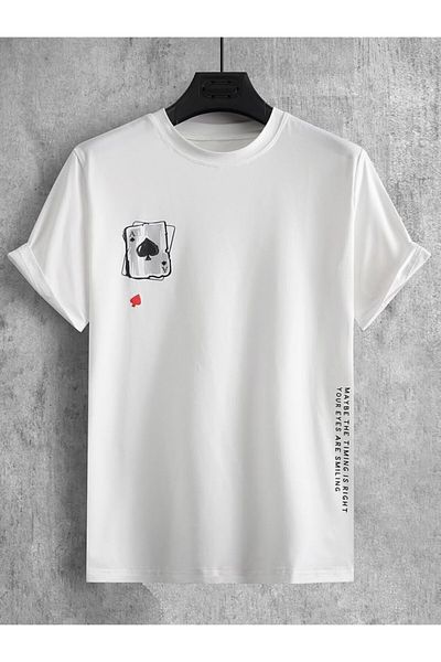 PENTHİLUS Men's Playing Card Logo Graphic T-Shirt