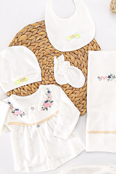 Sitilin Baby Girl Ecru 10-Piece Hospital Release Natural Embroidered Set