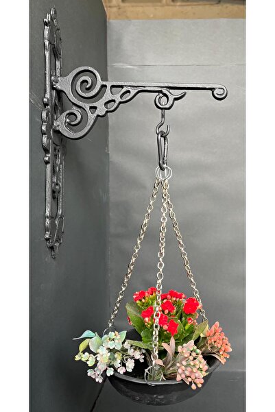 Ant Çiçek Askılığı Ik Tarz Dökme Demir Mat Siyah