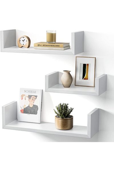 COOYA Set of 3 U Shaped Shelves,Floating Float,Wall Mount,Display for Small Objects Collectibles Photo