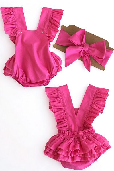 Parla Kids Baby Girl Pink Cotton Salopet Bandana Set