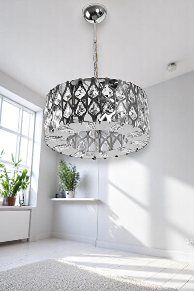 KORKMAZ KLAS KORKMAZ KLAS CAM AYDINLATMA GELİNCİK 3LÜ PASLANMAZ KRİSTAL AVİZE