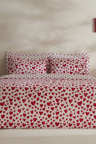 Karaca Home Amour Bliss 100% Cotton Single Duvet Cover Set Red