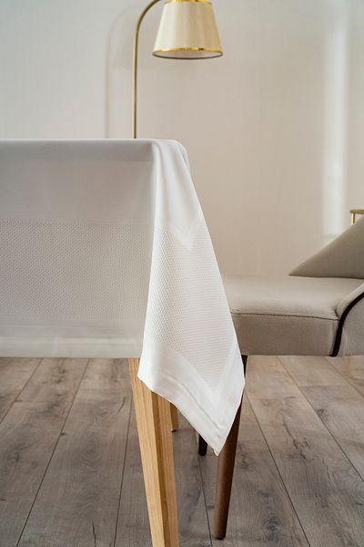 NEEA HOME Nevbahar Tablecloth Jumbo Carefree Board Cream Jacquard Tablecloth Wipeable Dirt Stain Resistant