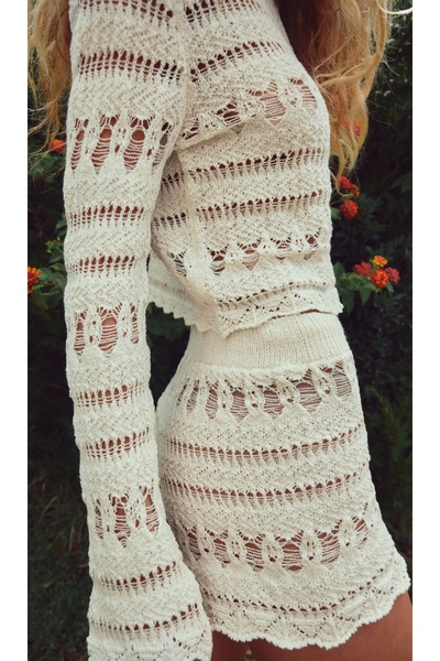 DAMGA Collection Women's Openwork Summer Bottom Top Shorts Suit