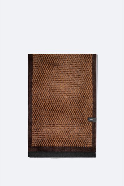 Avva Men's Brown Tasseled Patterned Shawl A32Y9408