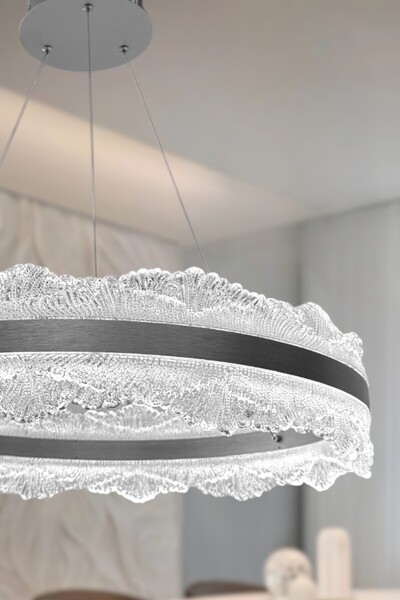 Renkoled Aydınlatma 3 Renk ışıklı kumandalı Modern Sarkıt Led Avize ledli avize Salon ,oda ,mutfak ,hol 40 CM