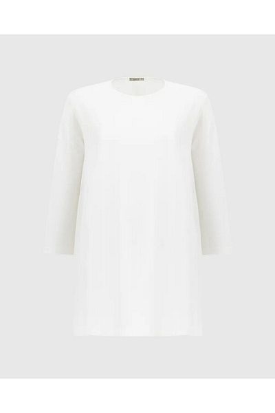 Gala-Xi Round Neck Large Size Ecru Women's Lined Tunic 10002421214003