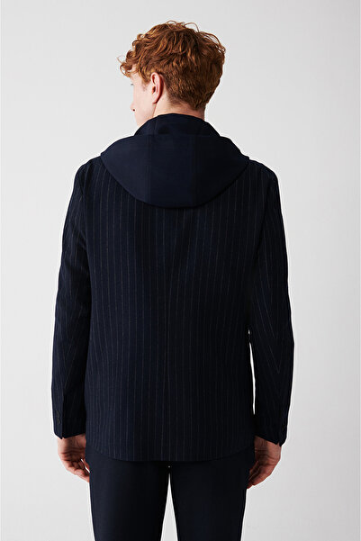 Avva Erkek Lacivert Mono Yaka Çıkma Kapüşonlu Ceket A32Y4019