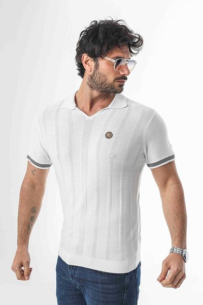 Tony Montana Πλεκτό μπλουζάκι με μοτίβο Polo Collar-TY-1303