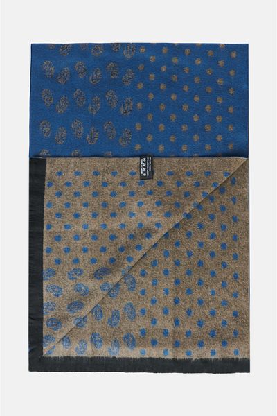 Avva Men's Blue Tassel Patterned Shawl A32Y9410