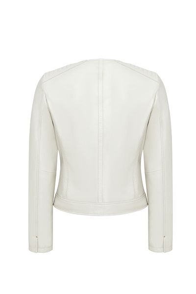 Derimod Zoey Women's Beige Short Leather Jacket 25Sge53071M