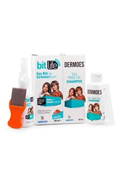 Dermoes Bit Life Spreyi 100 ml Bit Life Şampuanı 150 ml Demir Tarak Hediyeli Kofre