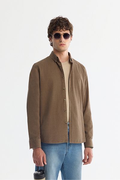 Avva Men's Mink Corduroy 100% Cotton Shirt B 002032