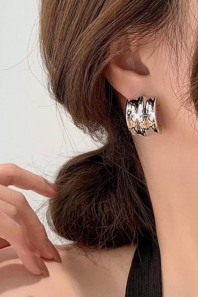 CAŞ DEKORASYON Silver Color Steel Earrings (Pair)