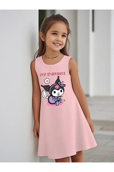npLStore Girl's Sleeveless Kuromi Printed Short Dress