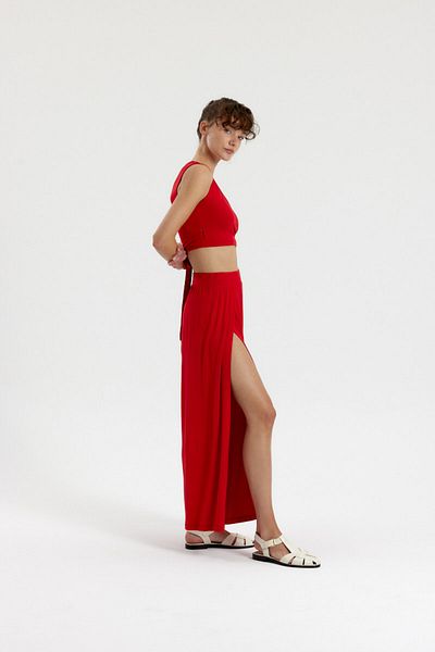 Simple Co. Soft Skin Touch Aera Slit Trousers Skirt