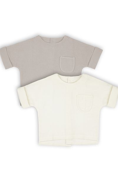 Catz Kids 2-Piece Muslin Back Buttoned Shirt (Ecru and Mink)