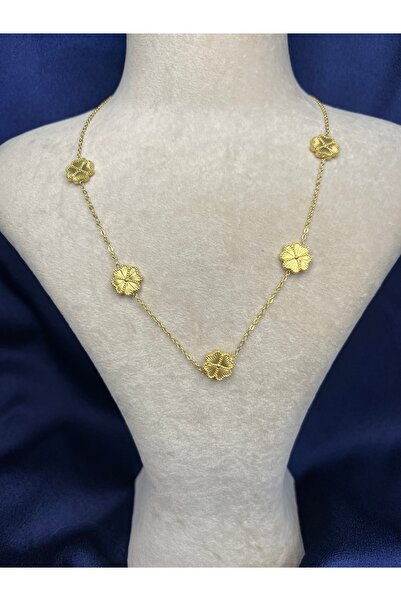 Fam&Co Jewelry Altın Renkli Çiçek Motifli Zincir Kolye – Zarif ve Feminen Stil