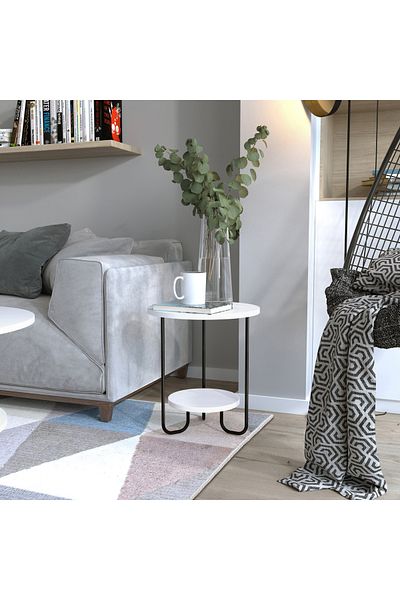 Mourah Home Corro Modern Side End Table White Multipurpose