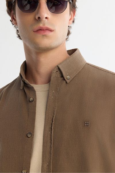 Avva Men's Mink Corduroy 100% Cotton Shirt B 002032