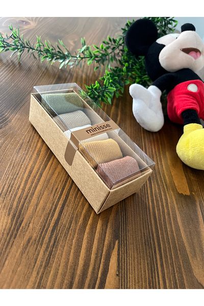 Minisse Colorful 0-3 Months Baby Socks in a Box of 5