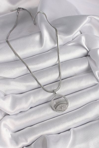 Skygo 316L Steel Silver Color Italian Chain Zircon Stone Eye Model Women's Necklace - Tj-Bko9592